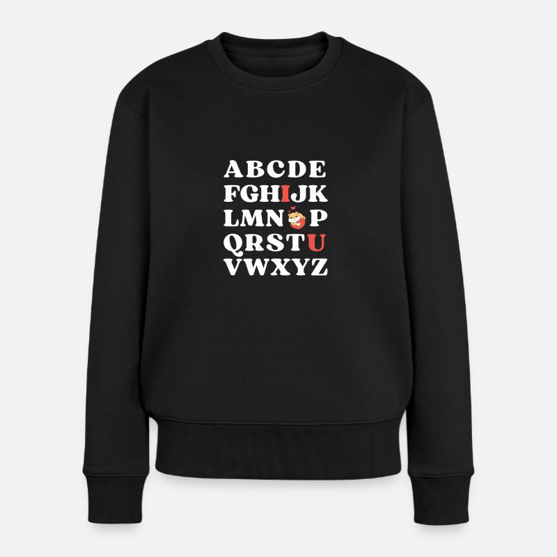 ABC I love you Kinder Hamster Valentinstag - Frauen Premium Bio Pullover - Schwarz
