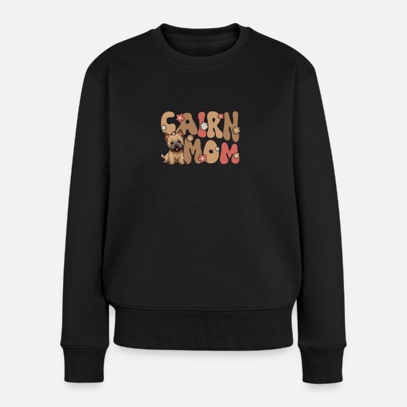 Cairn Terrier Groovy Cairn Mom - Frauen Premium Bio Pullover - Schwarz