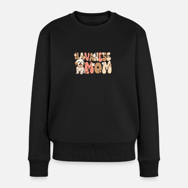 Havaneser Groovy Havanese Mom - Frauen Premium Bio Pullover - Schwarz