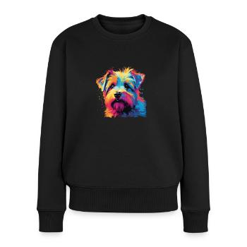 Wasserfarben Farbenfroher Norfolk Terrier - Frauen Premium Bio Pullover - Schwarz - Vorne - Julia (174cm)