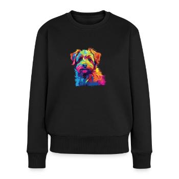 Wasserfarben Farbenfroher Norfolk Terrier - Frauen Premium Bio Pullover - Schwarz - Vorne - Julia (174cm)
