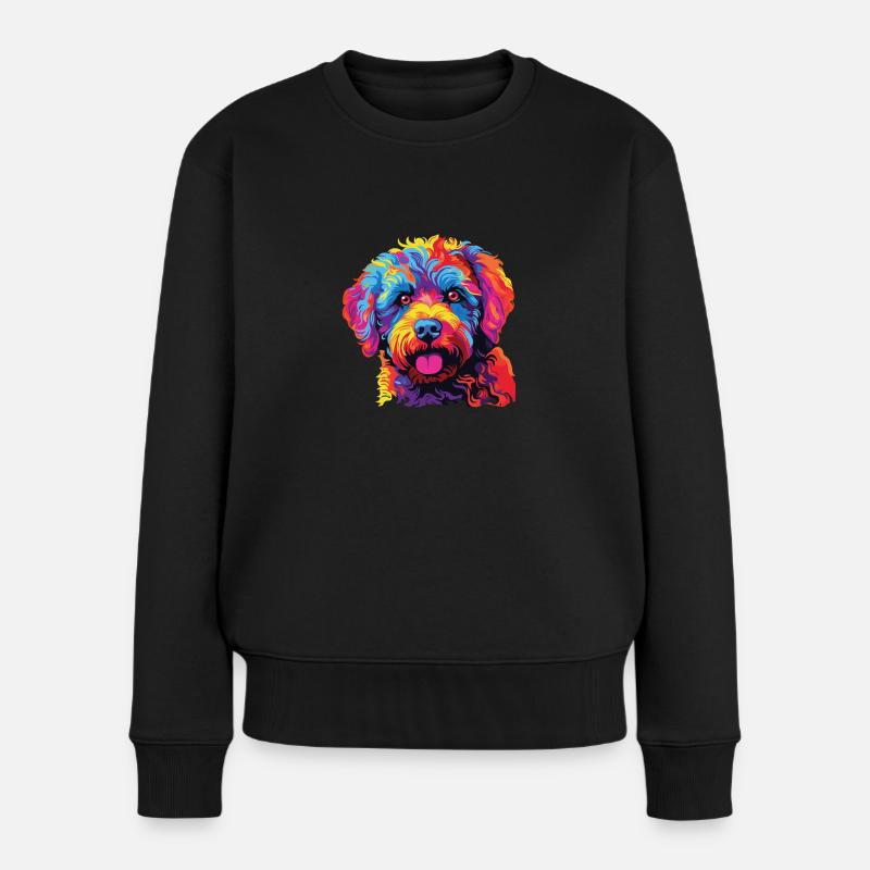 Wasserfarben Farbenfroher Lagotto Romagnolo - Frauen Premium Bio Pullover - Schwarz