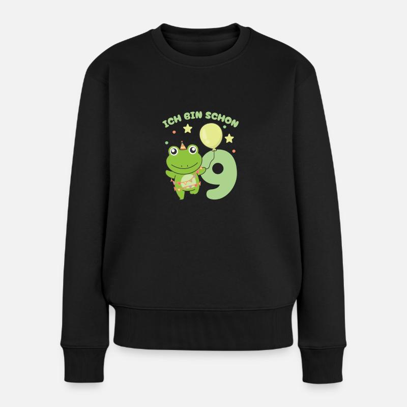 J’ai déjà 9 enfants d’anniversaire de grenouilles - Pull Premium bio Femme - noir