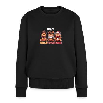 Happy Hallothanksmas Capybara Weihnachts Capybaras - Frauen Premium Bio Pullover - Schwarz - Vorne - Julia (174cm)