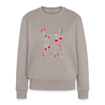 *BAM* be_cherry - Frauen Premium Bio Pullover - Taupe - Vorne - Julia (174cm)