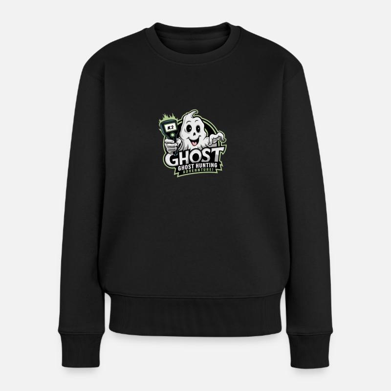 Lustiges Ghosthunterdesign - Frauen Premium Bio Pullover - Schwarz