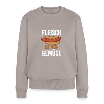 Fleisch ist mein Gemüse BBQ Grillen Sommer Steak - Frauen Premium Bio Pullover - Taupe - Vorne - Julia (174cm)