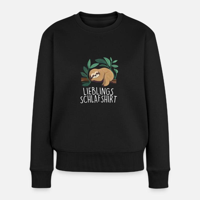 Lieblings Schlafshirt Faultier Pyjama Mädchen - Frauen Premium Bio Pullover - Schwarz