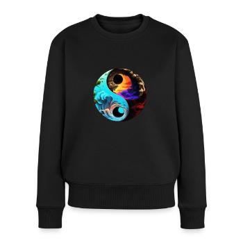 Yin Yang - Frauen Premium Bio Pullover - Schwarz - Vorne - Julia (174cm)