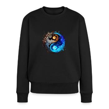 Yin Yang - Frauen Premium Bio Pullover - Schwarz - Vorne - Julia (174cm)