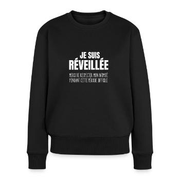 je suis réveillée - Pull Premium bio Femme - noir - Devant - Julia (174cm)