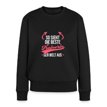 Trainerin Geschenkidee - Frauen Premium Bio Pullover - Schwarz - Vorne - Julia (174cm)