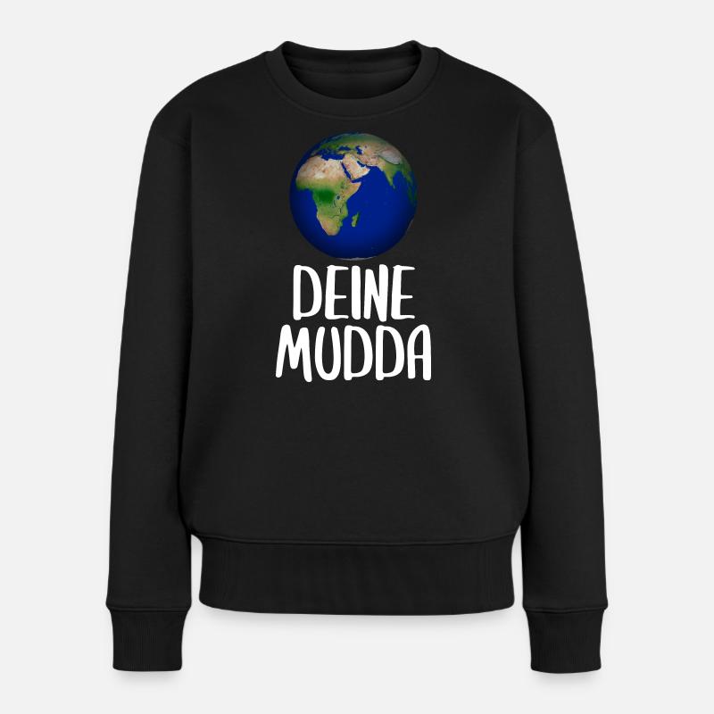 Weltkugel Schriftkunst Motiv - Frauen Premium Bio Pullover - Schwarz