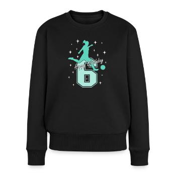 6. Geburtstag Fussball Fussballspielerin - Frauen Premium Bio Pullover - Schwarz - Vorne - Julia (174cm)