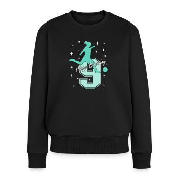 9. Geburtstag Fussball Fussballspielerin - Frauen Premium Bio Pullover - Schwarz - Vorne - Julia (174cm)