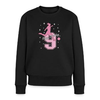 9. Geburtstag Fussball Fussballspielerin - Frauen Premium Bio Pullover - Schwarz - Vorne - Julia (174cm)