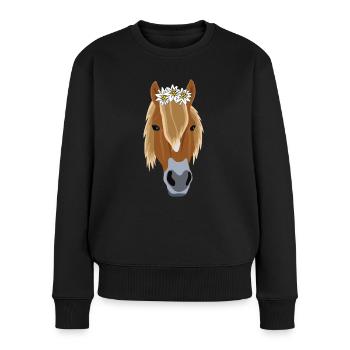 Haflinger pony riding Alps Edelweiss gift - Women's Premium Organic Jumper - black - Front - Julia (174cm)
