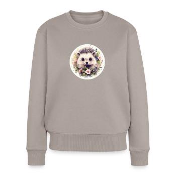 Süßer Igel - Frauen Premium Bio Pullover - Taupe - Vorne - Julia (174cm)