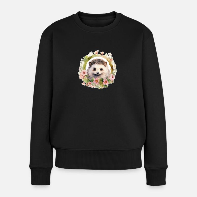 Süßer Igel - Frauen Premium Bio Pullover - Schwarz