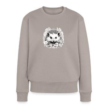 Süßer Vintage Igel - Frauen Premium Bio Pullover - Taupe - Vorne - Julia (174cm)