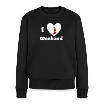 I Love Weekend - Frauen Premium Bio Pullover - Schwarz - Vorne - Julia (174cm)
