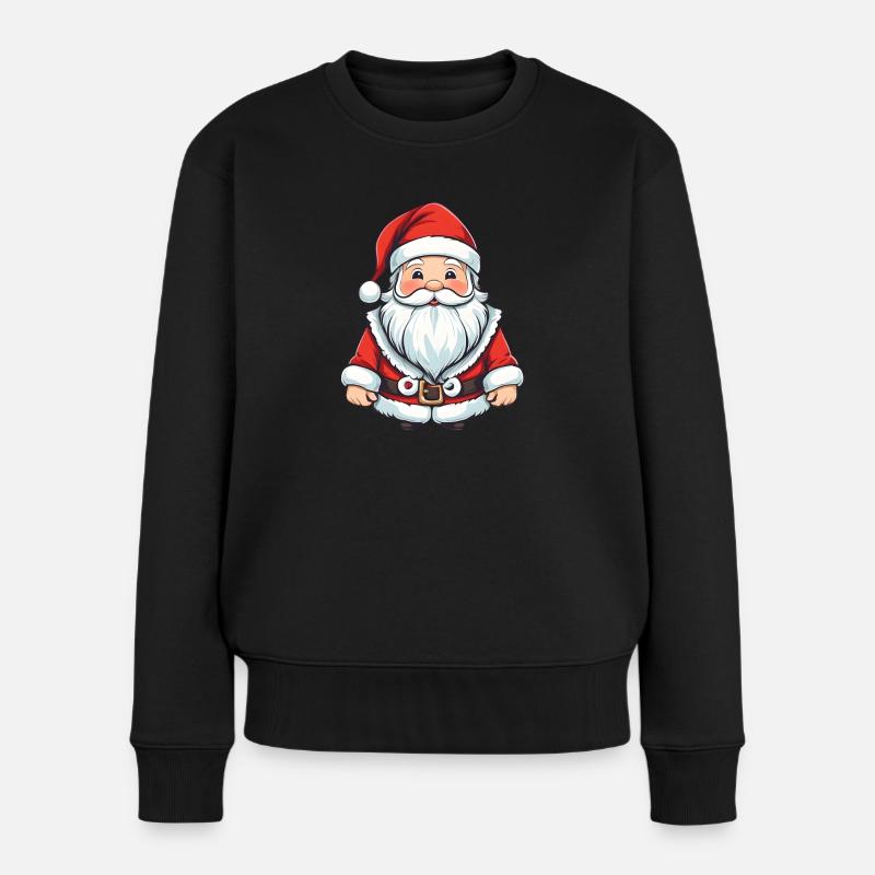 Comic Weihnachtsmann - Frauen Premium Bio Pullover - Schwarz