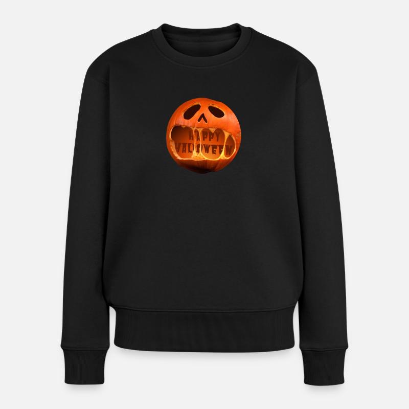 Scream Kürbis Halloween schreiend - Frauen Premium Bio Pullover - Schwarz