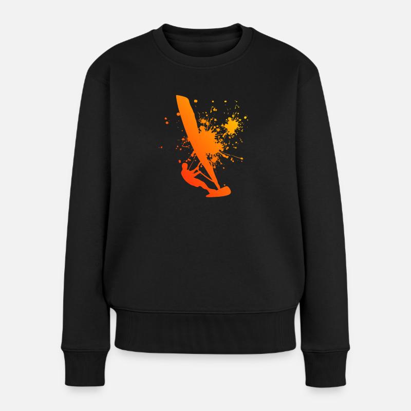 Windsurfer Windsurf Windsurfen Surfer Herren - Frauen Premium Bio Pullover - Schwarz