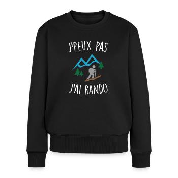 J'peux pas j'ai rando - Pull Premium bio Femme - noir - Devant - Julia (174cm)