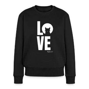 Love - Zeige der ganzen Welt deine Liebe zu Katzen - Frauen Premium Bio Pullover - Schwarz - Vorne - Julia (174cm)