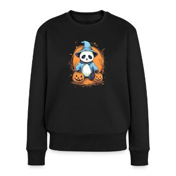 Panda Halloween - Frauen Premium Bio Pullover - Schwarz - Vorne - Julia (174cm)