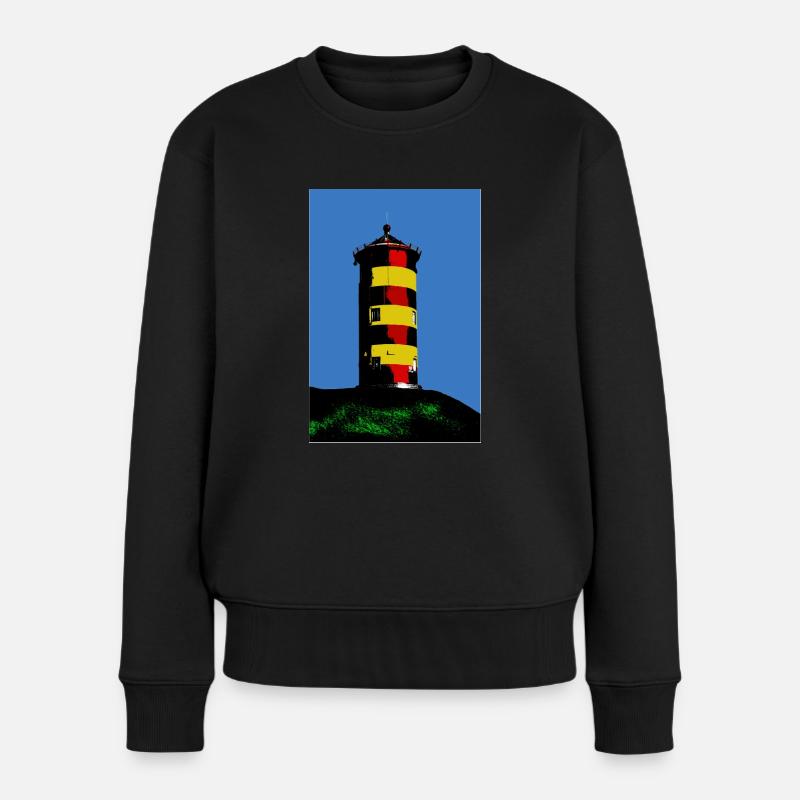 Leuchtturm Pilsum - Frauen Premium Bio Pullover - Schwarz
