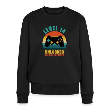 14. Geburtstag. Geburtstagsspieler - Frauen Premium Bio Pullover - Schwarz - Vorne - Julia (174cm)