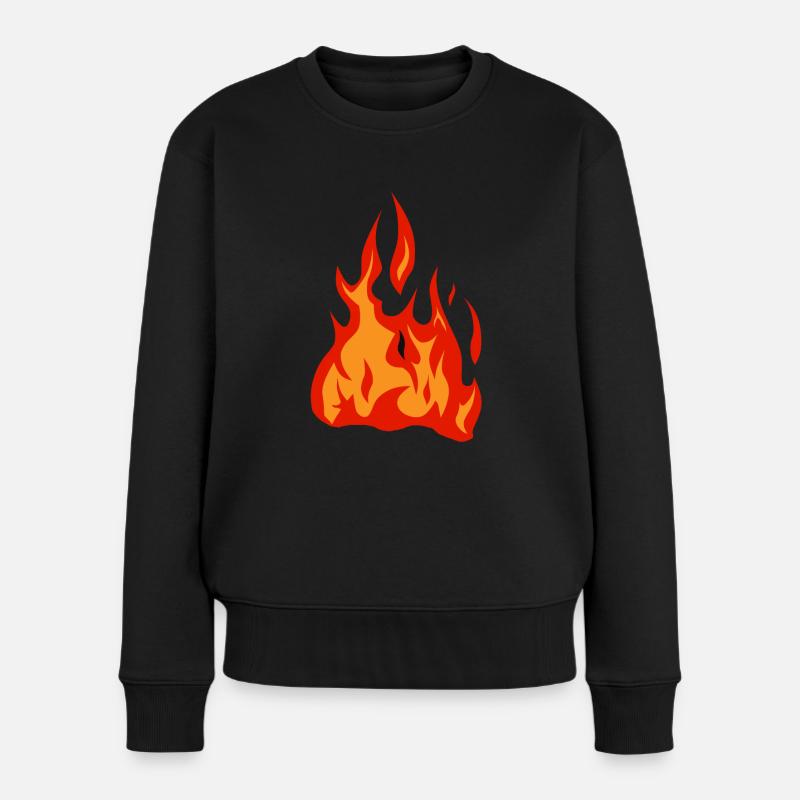 Flamme Feuer brennt - Frauen Premium Bio Pullover - Schwarz