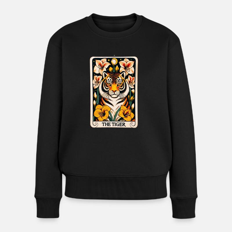Die Tiger-Tarotkarte - Frauen Premium Bio Pullover - Schwarz