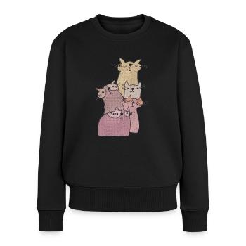 katzen treffen 2 - Frauen Premium Bio Pullover - Schwarz - Vorne - Julia (174cm)