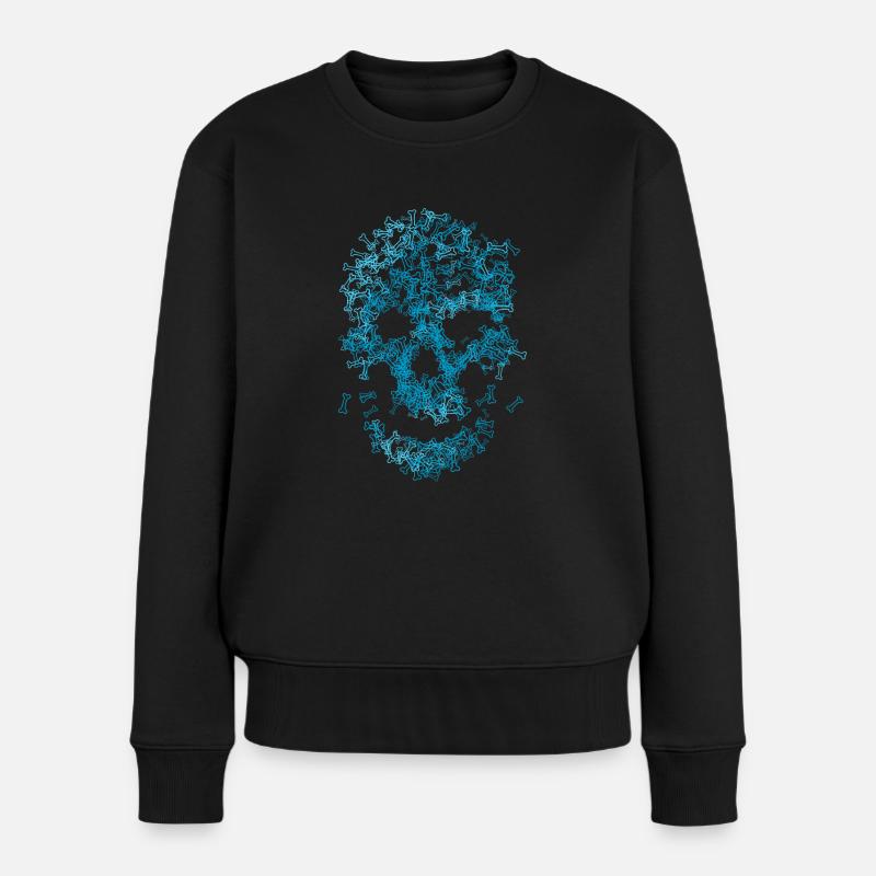 Totenkopf aus Knochen - Frauen Premium Bio Pullover - Schwarz