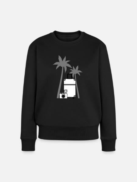 Kamera Koffer Palme - Frauen Premium Bio Pullover - Schwarz