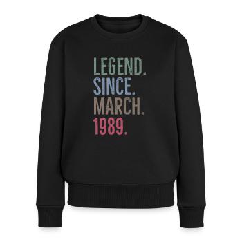 Legende seit März 1989 - Frauen Premium Bio Pullover - Schwarz - Vorne - Julia (174cm)