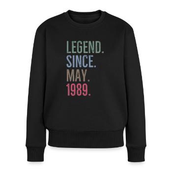 Legende seit Mai 1989 - Frauen Premium Bio Pullover - Schwarz - Vorne - Julia (174cm)