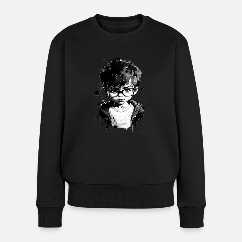 Garçon avec des lunettes à l’école un. - Pull Premium bio Femme - noir