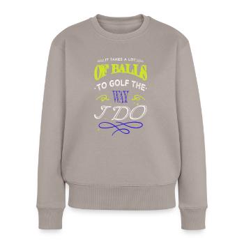 cadeau d’anniversaire génial christiangolf anniversaire - Pull Premium bio Femme - taupe - Devant - Julia (174cm)