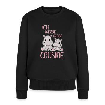 Bald Große Cousine Nilpferde Mädchen Nachwuchs - Frauen Premium Bio Pullover - Schwarz - Vorne - Julia (174cm)