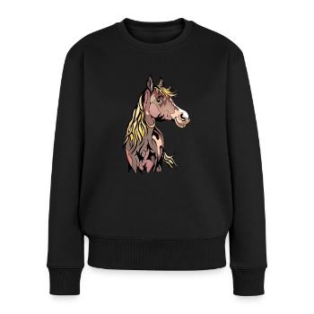 cheval pintabian - Pull Premium bio Femme - noir - Devant - Julia (174cm)