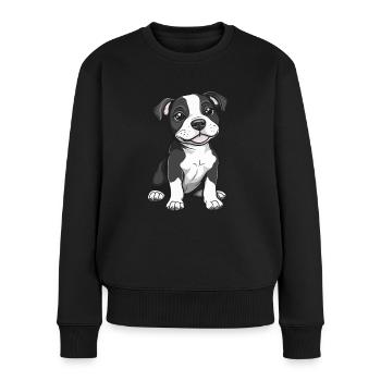 Pitbul Terrier Chien Bande Dessinée Mignon Fosse - Pull Premium bio Femme - noir - Devant - Julia (174cm)
