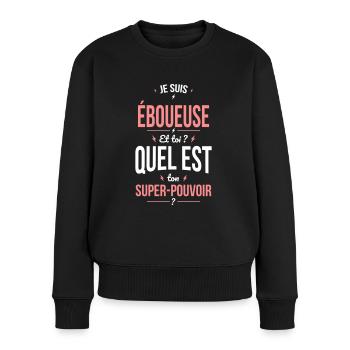 Je suis éboueuse - Super-pouvoir - Pull Premium bio Femme - noir - Devant - Julia (174cm)