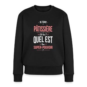 Je suis pâtissière - Super-pouvoir - Pull Premium bio Femme - noir - Devant - Julia (174cm)