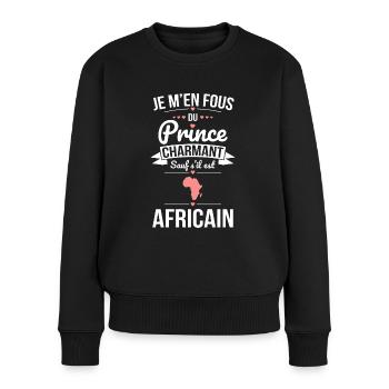 Fous du prince charmant sauf s'il est Africain - Pull Premium bio Femme - noir - Devant - Julia (174cm)