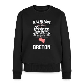 Fous du prince charmant sauf s'il est Breton - Pull Premium bio Femme - noir - Devant - Julia (174cm)