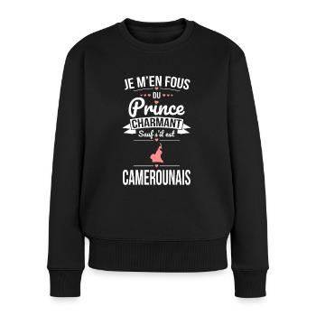 Fous du prince charmant sauf s'il est Camerounais - Pull Premium bio Femme - noir - Devant - Julia (174cm)